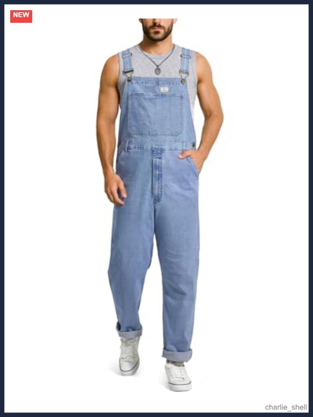 Men's Flex Denim Bib Overalls Stretch Jean Workwear Casual